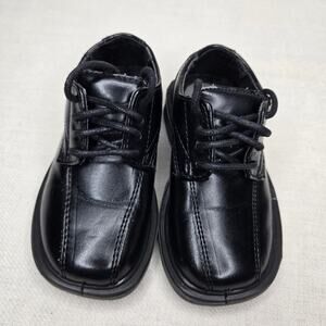 DEERSTAG Boys Black Lace-Up Dress Shoes Size 6T